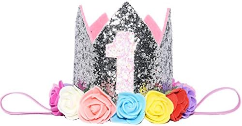 Glitter Baby Girls 1st 2 3 3 Aniversário Floral Crown Flor Princesa Tiara Cake Smash Photo Prop