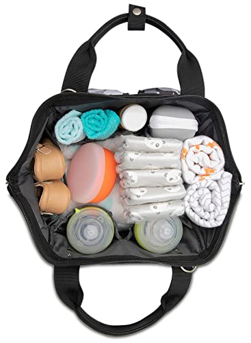 Baby Brezza Lucia Backpack e Tote Backpack - Carregue como você escolhe - design espaçoso, mas compacto com 12 bolsos