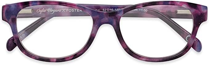 Sofia Vergara x Foster Grant Grant Linda Focus Multi Focus Blue Reading Glasses Square, Purple Demi, 1,75