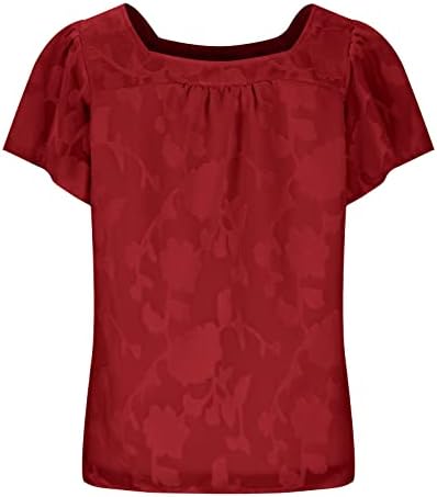 Camiseta moderna para mulheres quadradas malha de renda de pescoço blusas mangas de tampa camisetas de cor sólidas