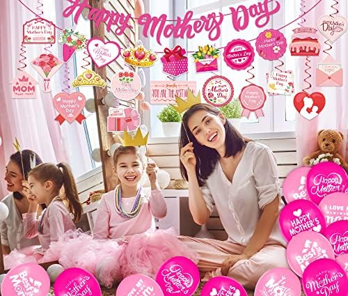 Decorações do dia das mães 64pcs feliz dia de mães balões do dia das mães decoração do dia das mães balões com banner balões bolo