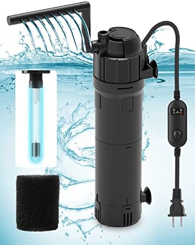 Aquamiracle Aquarium Filter Filters para água verde, bomba de filtro U-V com timer, modo duplo para aquários de 40-120 galões, vazão