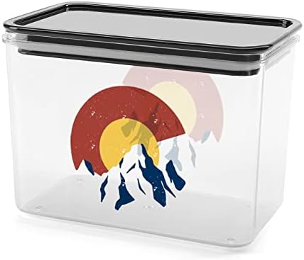 Caixa de armazenamento da Mountain da Bandeira do Colorado Caixas de contêineres organizadores de alimentos plásticos com tampa para