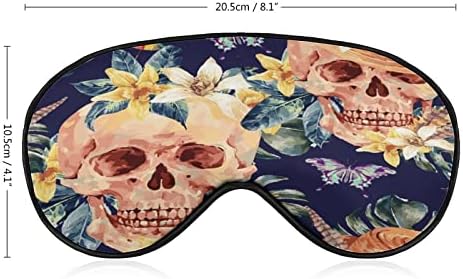 Folhas tropicais do crânio de aquarela Máscara de cegão Máscara de olhos fofos de sombra com cinta ajustável para homens homens