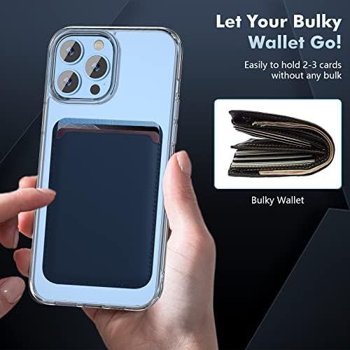 Kimguard [2 em 1] Limpo magnético para o iPhone 12 Pro Max Case [1x portador de carteira de couro azul magnético] [resistente amarelo e queda de milho testado] Compatível com magsafe tampa fina de 6,7 polegadas