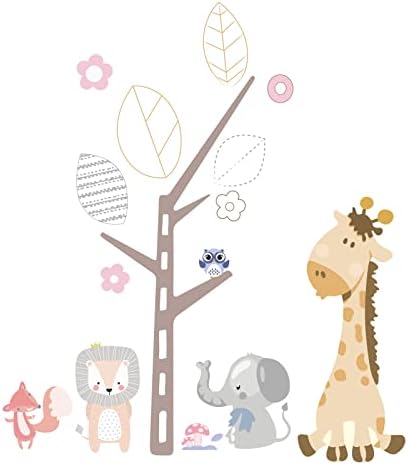 Superdant 2 folhas/conjunto adesivo de parede de PVC tema florestal girafa elefante leão raposa padrony decalques de parede de parede de vinil decalque para brincar no jardim de infância decoração de sala de aula 35 x11