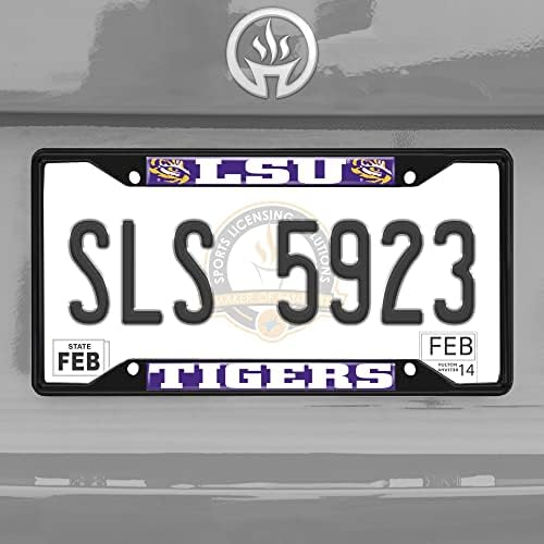 Fanmats 31261 LSU Tigers Metal Plate Frame Black acabamento preto