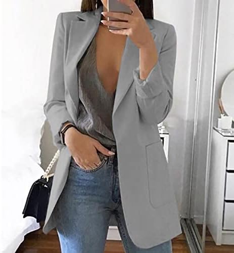 Terno de blazer de manga longa feminina feminino Button Button Down Jacket Coats Work Office Business Blazers Longo