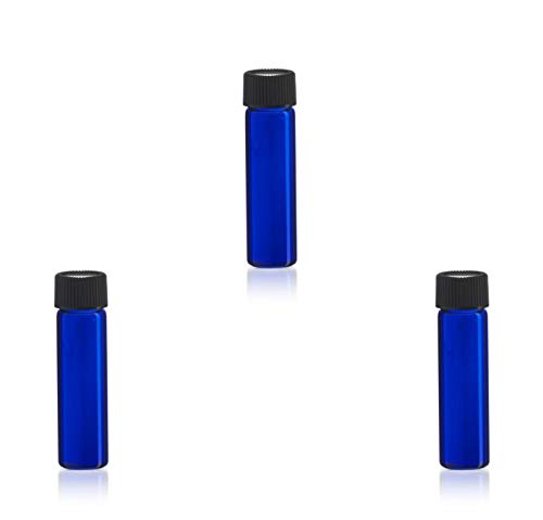 Magnakoys 2 DRAM Emerald ou frascos de vidro azul cobalto com tampas pretas para óleos e líquidos essenciais