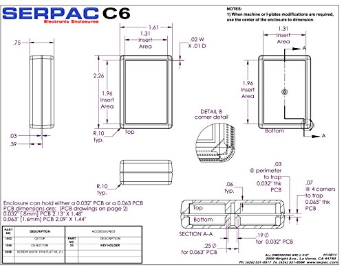 Gabinete de plástico ABS C6, 2,26 Comprimento x 1,61 Largura x 3/4 de altura, verde translúcido