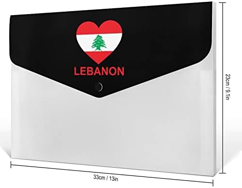 Love Líbano 6 Organizador de arquivos em expansão de bolso A4 Pastas de tamanho de água Impermenda envelopes de arquivo