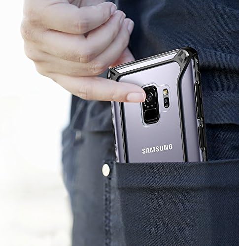 Case Poética Galaxy S9, Affinity [Premium Thin] [costas resistentes a arranhões] [Proteção de canto] [Grip lateral] Caso de pára -choque de proteção de material duplo para Samsung Galaxy S9 Black/Clear