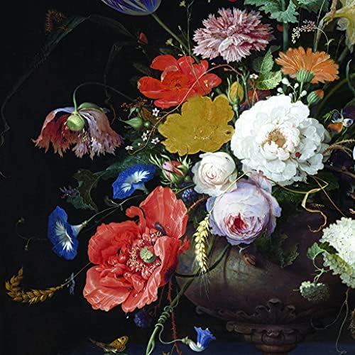 Design Toscano Still Life with Flowers and A Watch, 1679 Réplica de tela pintando, Grande