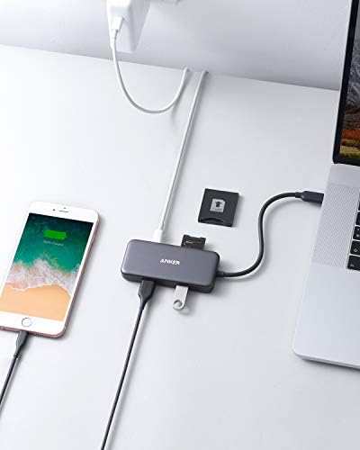 Anker USB C Hub, adaptador USB C 5 em 1, com entrega de energia 60W, MicroSD e SD Card Reader, 2 portas USB 3.0,