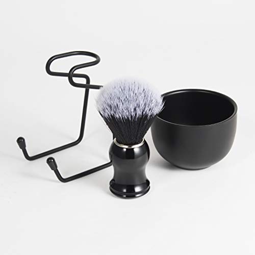 Kit de pincel de barbear de homens meicoly ， 3 em 1 tigela de aço inoxidável Brush de barbear de limpeza macia para remoção de barba