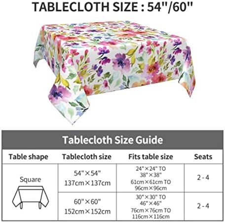 Toalha quadrada de mesa de mesa de 52 × 52 polegadas Tabela de mola toalha de pano floral pequeno Toalhadas de mesa internas Lavagem externa lavável