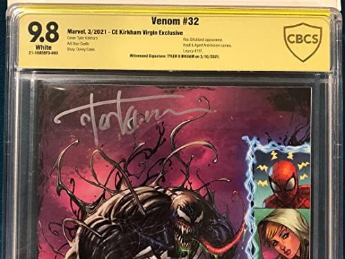 Tyler Kirkham assinou CBCs 9.8 Venom #32 Livro de quadrinhos Homem-Aranha Gwen Mulher não CGC