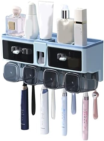 Prateleira de escova de dentes aramox, plástico multifuncional de parede multifuncional montado em camadas de dentes de dentes de dentes de armazenamento em camadas rack para lavatório