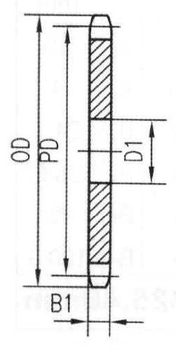 Ametric® 80a42 polegadas ANSI 80-1 Placa Sprocket, para a corrente de fita única #80 com, com 1 pitch, largura do rolo de 5/8, diâmetro do rolo de 0,625 , largura da face de dente de 0,575, 14.083 Polegada de diâmetro externo, sem cubo, 1 polegada de furo piloto/furo +/- 1/16 polegada, largura t