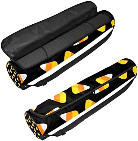 Halloween Candy Black Yoga Mat Carrier Bag com alça de ombro Bolsa de ginástica de saco de ginástica