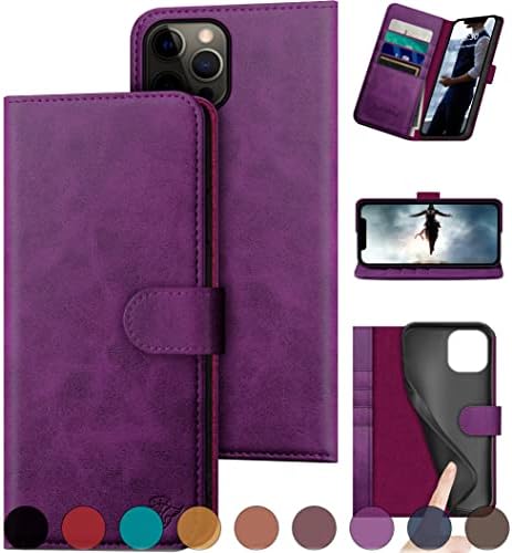 Ducksky para iPhone 12 Pro Max 6.7 Caixa de carteira de couro genuíno 【Bloqueio RFID】 【4 titular de cartão de crédito】 【【Real Leather】 Flip Folio Book Caso Caso Cober