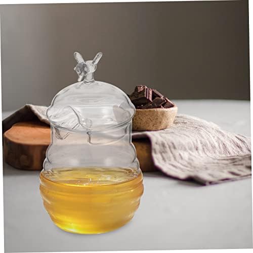 Cabilock 5 conjuntos de vidro jarra de jarra de vidro Terrário de vidro com tampa de recipiente de vidro transparente recipiente de copo de xarope jarra de mel garrafa de vidro pequeno mel de mel