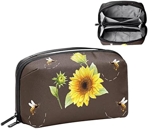 Bolsa de maquiagem de girassol para bolsa de organizador de viagem portátil para bolsa para produtos de beleza de produtos de higiene pessoal