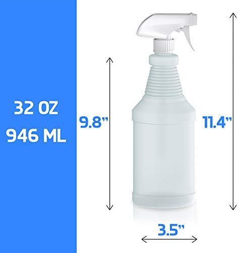 Garrafas de spray de plástico com pulverizadores - 32 oz de garrafas de spray vazias para soluções de limpeza, rega de plantas,