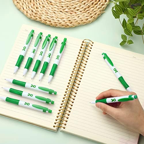 Woanger saúde de saúde mental caneta caneta verde fita verde caneta caneta de caneta retrátil canetas em massa presentes de escritório