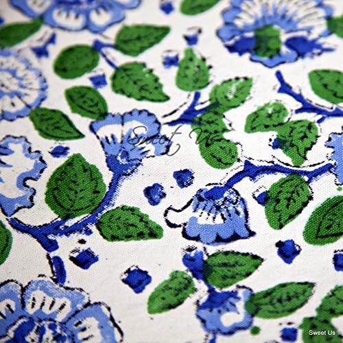 Sweet US Block Print Placemat Branco Azul verde Floral Paisley Cozinha de algodão, mesa de jantar linho 19x13 polegadas