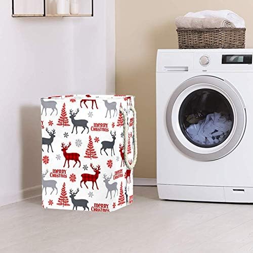 Hitomer Christmas Deer. Árvore 300D Oxford PVC Roupas à prova d'água cesto de lavanderia grande para cobertores Toys de roupas no quarto