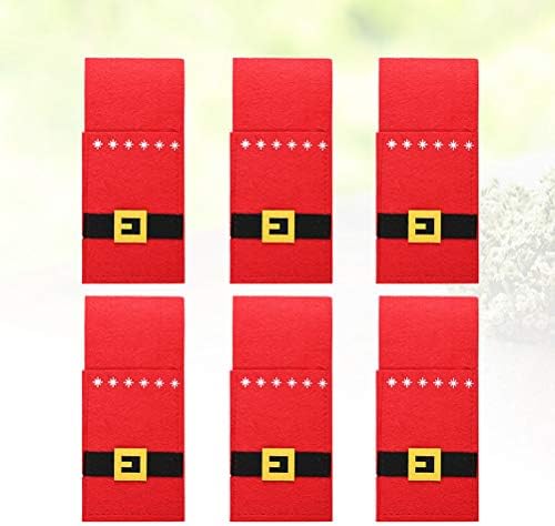 AMOSFUN 6PCS Red Belt Belt Design Titular do suporte de mesa Creative Bolsa de armazenamento de Natal Bolsas de talheres de natal