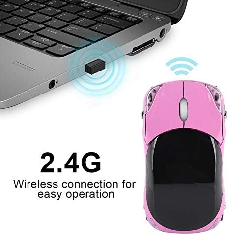 Mouse sem fio Ashata, 2.4g de carro esportivo em forma de rato bluetooth mouse óptico com receptor USB, mouse portátil fofo