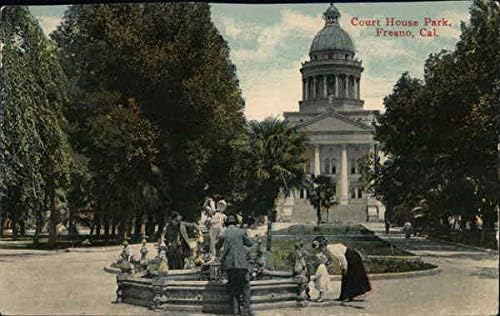 Court House Park Fresno, Califórnia CA Original Antique Cartão Post 1914
