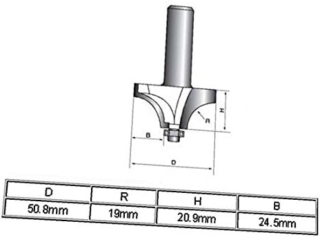 X-Dree 1/2 Brill Brill DIA 3/4 Raio 2-fluto redondo sobre o cortador de bits do roteador de bordas (1/2 '' Shank Dia 3/4 '