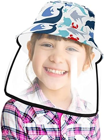 Chapéu de proteção para adultos com escudo facial, chapéu de pescador anti -sun bap, desenho animado de caranguejo de baleia de