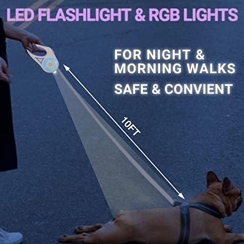 Coleira retrátil de cachorro com luz flash de LED, trela de cão pesado de 10 pés para cachorro pequeno/médio de cão ou