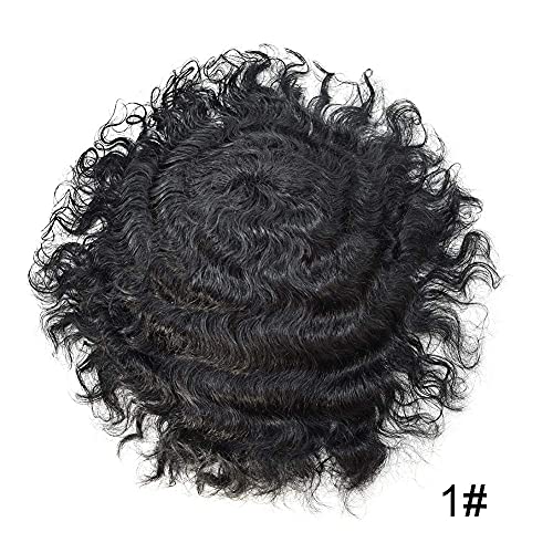 Cabelo curva Toupee afro 20mm Man Weave Hair Unit Black Mens Curly Wig Human Hair Afro -America