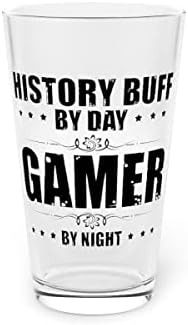 Beer Glass Pint 16oz Histórias de História Humorosa ANALISTA BIOGRANHO ENTUSIAST HULOGIANTE JOGA JOGOS Vídeo-Playing Videogame