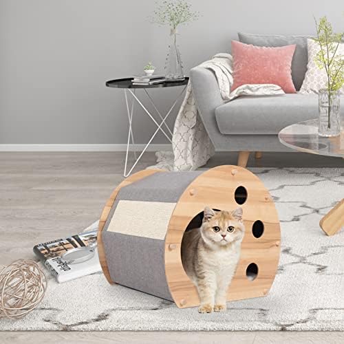 Otomano dobrável para doméstico para gatos internos, condomínio de cubo de gato com tapetes destacáveis/espaço espaçoso e privado, fácil de montar e armazenar