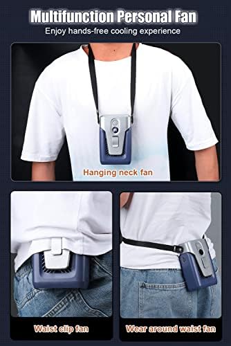 Normia rita 12000mAh Cintura portátil Fã de clipe com tela digital, clipe no ventilador de pescoço do ventilador de cintura,