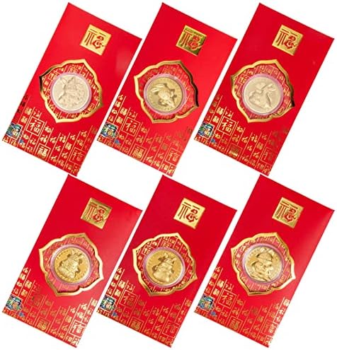 Coleção de moedas aboofan envelopes vermelhos 5x7 6pcs envelopes vermelhos chineses Rabbit Gold Comemoration Moeda