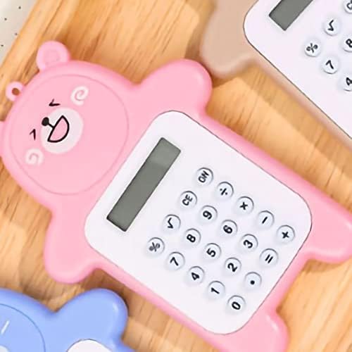 Calculadora do aluno, calculadora portátil do urso fofo de 8 dígitos calculadora de mini desenhos animados com botões
