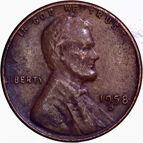 1958 D Lincoln Wheat Cent 1C muito bom