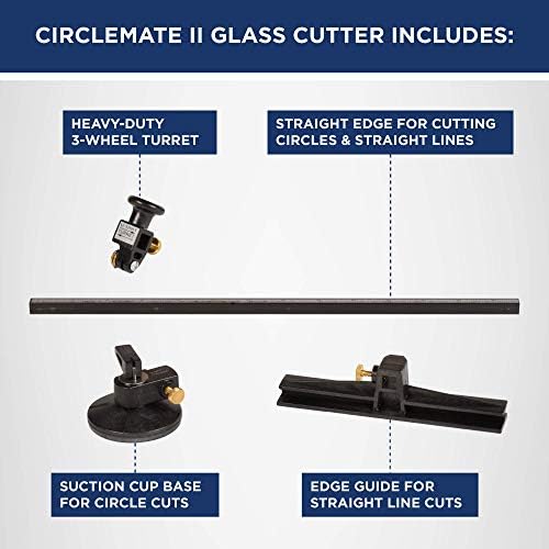 Fletcher-Terry Circlemate II Ferramenta de vidro, círculo e ferramenta de corte de linha reta
