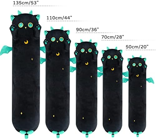 Mewaii 53 Long Cat Plush Kawaii travesseiro de corpo + sacos de presente com alça preta