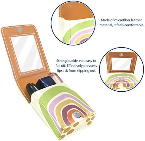 Caixa de batom de Oryuekan, bolsa de maquiagem portátil fofa bolsa cosmética, organizador de maquiagem do suporte do batom, arco -íris de desenho animado