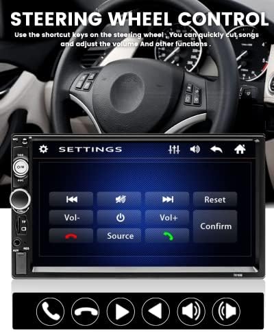 Rádio estéreo de carro duplo hikity Tela de toque de 7 polegadas de 7 polegadas Bluetooth Handsfree FM Receptor de áudio com câmera
