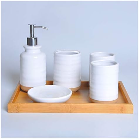Dispensador de sabão de cozinha lxk 4/5/6 peças de banheiro conjunto de acessórios de banheiro de cerâmica branca com