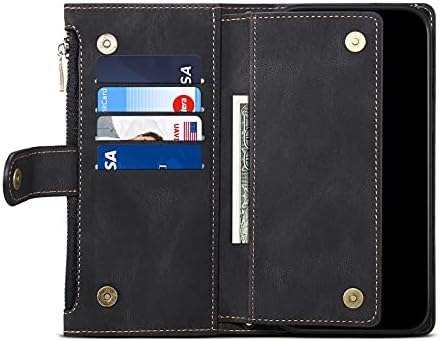 Caixa de carteira de flip -flip de telefone compatível com iPhone 12 mini, estojo com zíper com slot de cartão de bloqueio RFID,